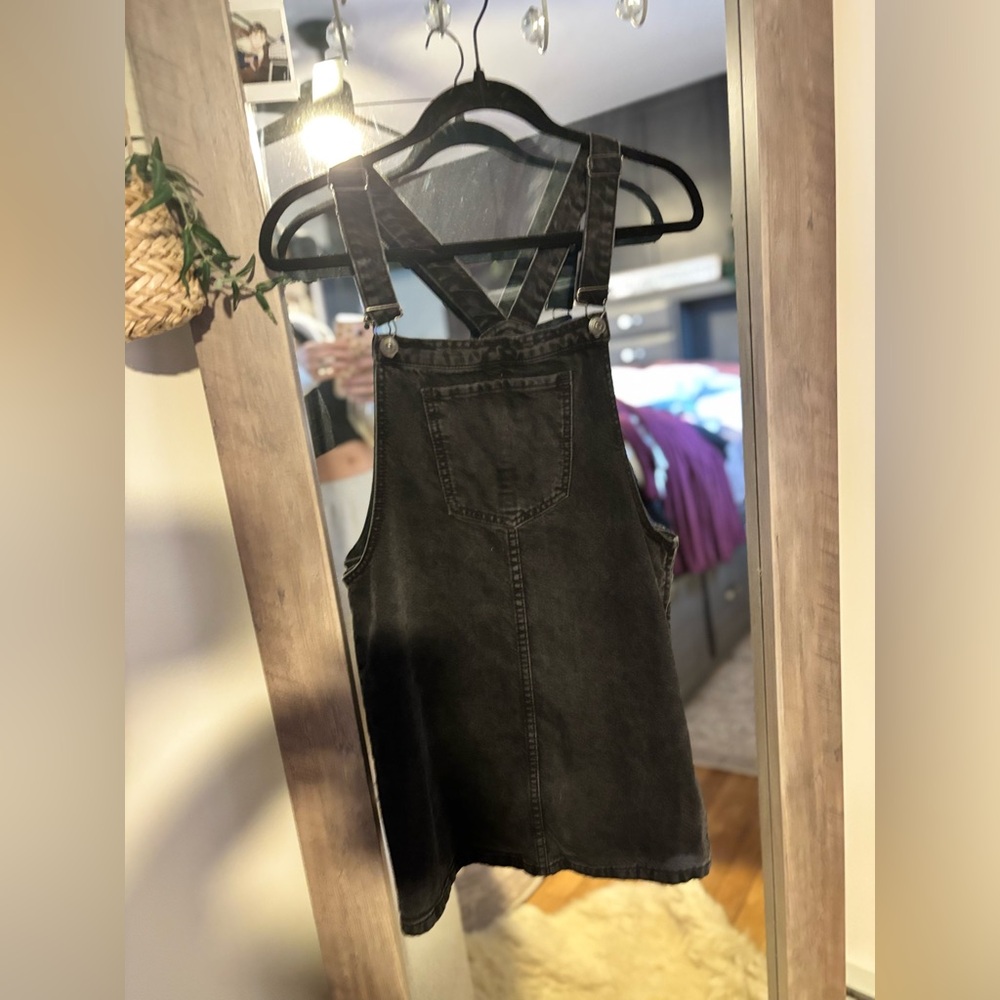 Black Denim Overall Dress